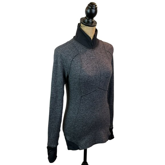 Lululemon Athletica Grey Striped High-Neck Long Sleeve Pullover Jacket Womens 6 - Picture 8 of 11